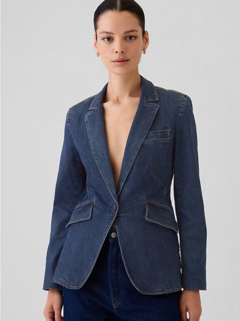 Gap - Dark Indigo Denim Blazer - Women’s Tailored Blazer, 8 Tall